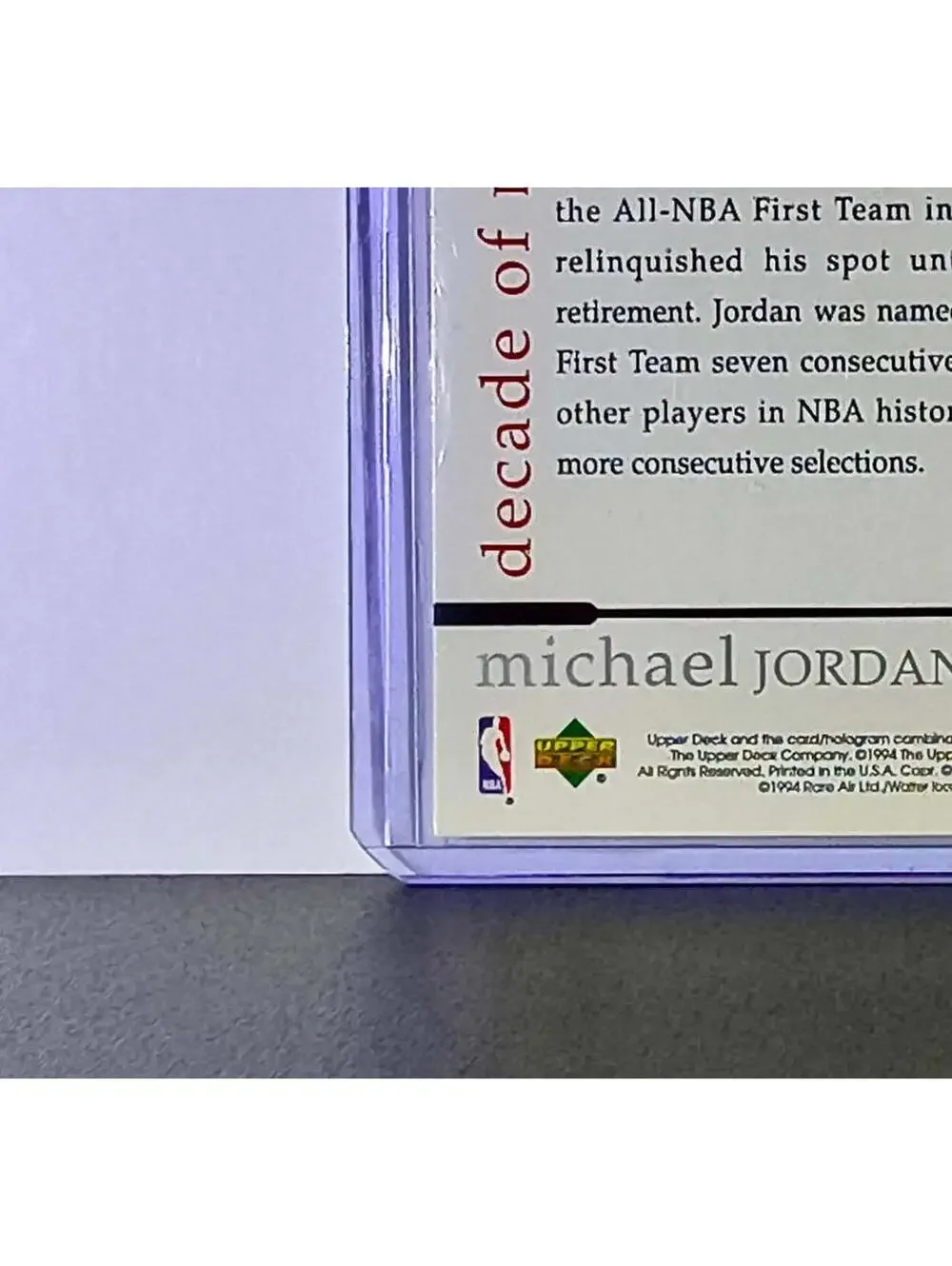 Michael Jordan 1994 Upper Deck Rare Air MJ Decade of Dominance #77 Card Bulls